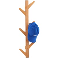 Relaxdays Wandgarderobe Bambus, 6 Haken, Garderobe, Kleiderhaken für Bad