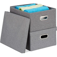 Relaxdays Aufbewahrungsbox mit Deckel, 2er Set,