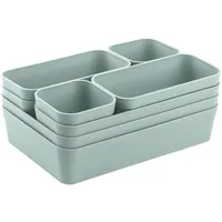 ENGELLAND® Engelland Schubladen-Organizer Set, 8-teilig, Pastell-Grün, universell verstellbar, Aufbewahrungs-Box,