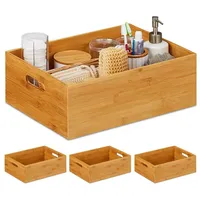 Relaxdays Aufbewahrungskiste Bambus Ordnungsbox Holz Holzbehälter