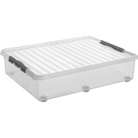 SUNWARE Aufbewahrungsbox Q-line mit Rollen 60 l transparent,