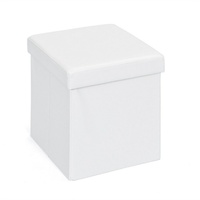 VCM Sanne Aufbewahrungsbox Hocker, faltbar mit Deckel, weiss.