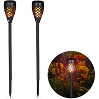 Relaxdays Gartenfackel Solar im 2er Set, Außenbeleuchtung für Garten,