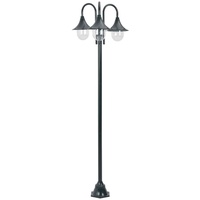 VidaXL Garten-Pollerleuchte E27 220 cm Aluminium 3-Laterne Dunkelgrün