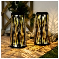 ETC Shop LED Solar Außenleuchte Tisch gold/schwarz 2 St.