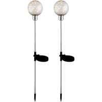 ETC Shop 2er Set LED Solar Kugel Außen Steck