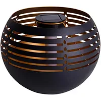 NÄVE Solarleuchte Metall/Kunststoff 16 cm inkl. Flammeneffekt schwarz/gold