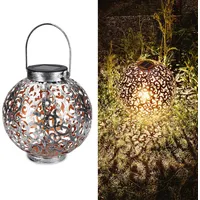 Navaris Metall LED Solarlaterne außen - Tragegriff - 16cm