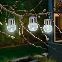 Esotec Solar Hängeleuchten 3er Set Crackle Balls kaltweiß outdoor