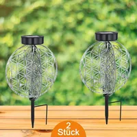 Bmf-versand Solarleuchte Garten 2er Set Scheibe 20cm Solarlampe Außen
