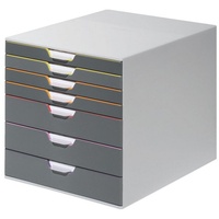 Durable Schubladenbox VARICOLOR® dunkelgrau mit bunten Farblinien DIN C4