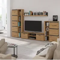 Küchen-Preisbombe Wohnwand Faro Anbauwand Wohnkombi Wohnzimmer Eiche Artisan matt
