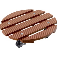 Metafranc WPC-Pflanzenroller Ø 300 mm-60 kg Tragkraft-Braun-PP-Räder-Feststeller-Witterungsbeständig/Outdoorroller/Untersetzer mit Rollen/Transporthilfe