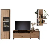 MCA Furniture Wohnwand Buenos Aires 3tlg. Holz Natur