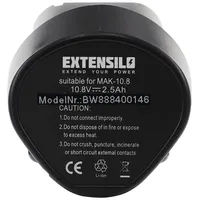 EXTENSILO Akku kompatibel mit Makita FD01Z, HP330, HP330D, HP330DWE,