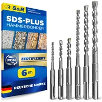 S&R Hammerbohrer, Steinbohrer/Betonbohrer, SDS-Plus Bohrer-Set 6-tlg (5-10mm) für Bohrhammer,