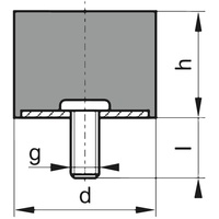 FP Gummi-Metall-Puffer zylindrisch Typ D D10xH10mm M4x10 NR57