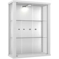 K-Möbel Hängevitrine Weiß, Glas, 2 Fächer, Rechteckig, 60x80x25 cm,