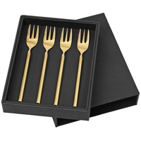 Broste Copenhagen 4er Set Kuchengabeln TVIS, Titanium Gold