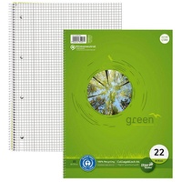 Ursus Collegeblöcke green Lineatur 22 kariert DIN A4 Innenrand,