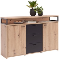 XORA Kommode Schwarz, Eiche, Holzwerkstoff , 2 Fächer 3