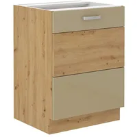 Küchen-Preisbombe Unterschrank 60 cm Eiche Artisan Cappuccino Hochglanz 60