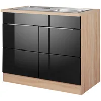 Kochstation Spülenschrank »KS-Brindisi«, 100 cm breit, inklusive Einbauspüle schwarz