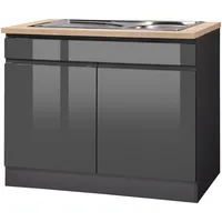 Kochstation Spülenschrank »KS-Virginia«, 100 cm breit, inklusive Einbauspüle grau