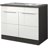 Kochstation Spülenschrank »KS-Brindisi«, 100 cm breit, inklusive Einbauspüle weiß