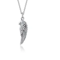 KUZZOI Halskette Herren Flügel Feder Boho 925 Silber grau