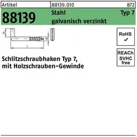 Industrial Quality Supplies Schlitzschraubhaken 50x10 Stahl galvanisch verzinkt
