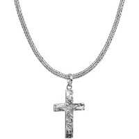 KUZZOI Herren Kreuz Oxidiert Massiv 925 Sterling Silber Ketten