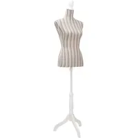 VidaXL Damenbüste Schneiderpuppe Büste Torso Mannequin Leinen mit Streifen