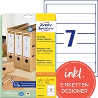 Avery Zweckform Ordneretiketten Recycling 38x192mm, weiß, 25 Blatt (175