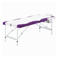 VidaXL Massageliege Klappbar 3-Zonen Aluminiumgestell Weiß und Lila