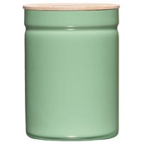 RIESS Vorratsdose mit Eschenholzdeckel Ø13cm 2,06L Green, Emaille