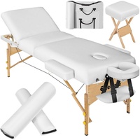 Tectake tectake® 3 Zonen Massageliege mit 10cm Polsterung, Rollen