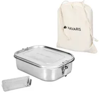Navaris Brotdose Lunch Box Brotbox aus Edelstahl 1400 ml