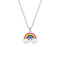 Elli Halskette Kinder Regenbogen Wolke Emaille Happy 925 Silber