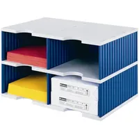 Styro Sortierstation Styrodoc Jumbo Grundeinheit grau/blau mit 4 Fächern