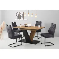 Hela Freischwinger Linda, 2er Set Esszimmerstuhl Schwingstuhl Mikrofaser Anthrazit,