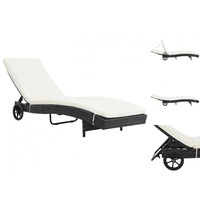 VidaXL Sonnenliege mit Rollen und Auflage Poly Rattan Schwarz