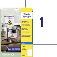 Avery Zweckform wetterfeste Folienetiketten J4775-10 weiß 210,0 x 297,0