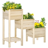 Outsunny Hochbeet 3 Stufigen Design Natur 125L x 45B