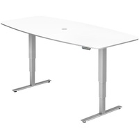 Hammerbacher Konferenztisch XDSM22 weiß Tonnenform, T-Fuß-Gestell silber, 220,0 x