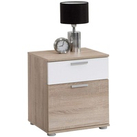 FMD Nachtkommode, Nachttisch, Spanplatte, Eiche NB/Weiß, ca. 45x53x38 cm