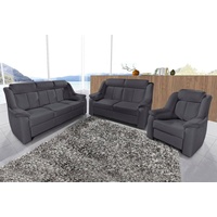 Sit&more Polstergarnitur SIT & MORE "Basel", grau (dunkelgrau), Luxus-Microfaser