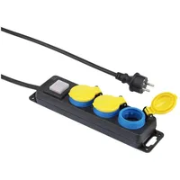 Renkforce 350E-CMB Steckdosenleiste mit Schalter 3fach Schwarz, Gelb, Blau