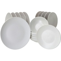 Mambocat White Biata 18-tlg. Teller-Set I Steingut-Geschirr matt-weiß für