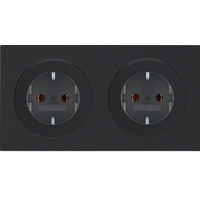 Berker 47202045 Steckdosen-Kombination SCHUKO, 2-fach mit Rahmen, R.3, schwarz